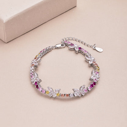 [Bloom]Ornate Colorful Butterfly Shape Round Cut Daily Bracelet