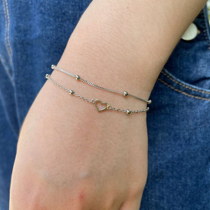 [Bloom]Dainty Double Layer Love Heart Bracelet