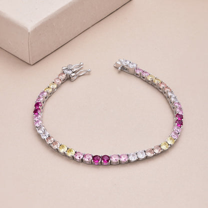 [Bloom]Radiant Colorful Round Cut Tennis Bracelet