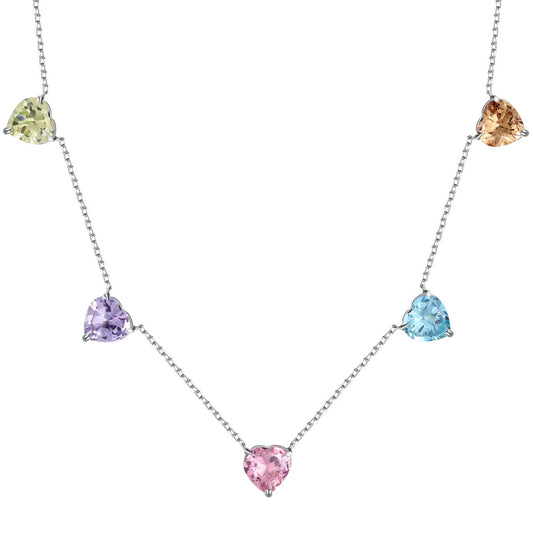 [Bloom]Sparkling Colorful Heart Cut Necklace