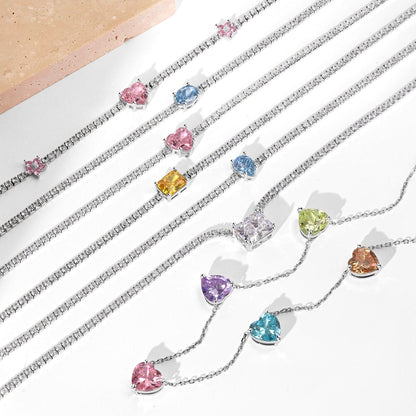 [Bloom]Dazzling Pink Heart Flower Necklace