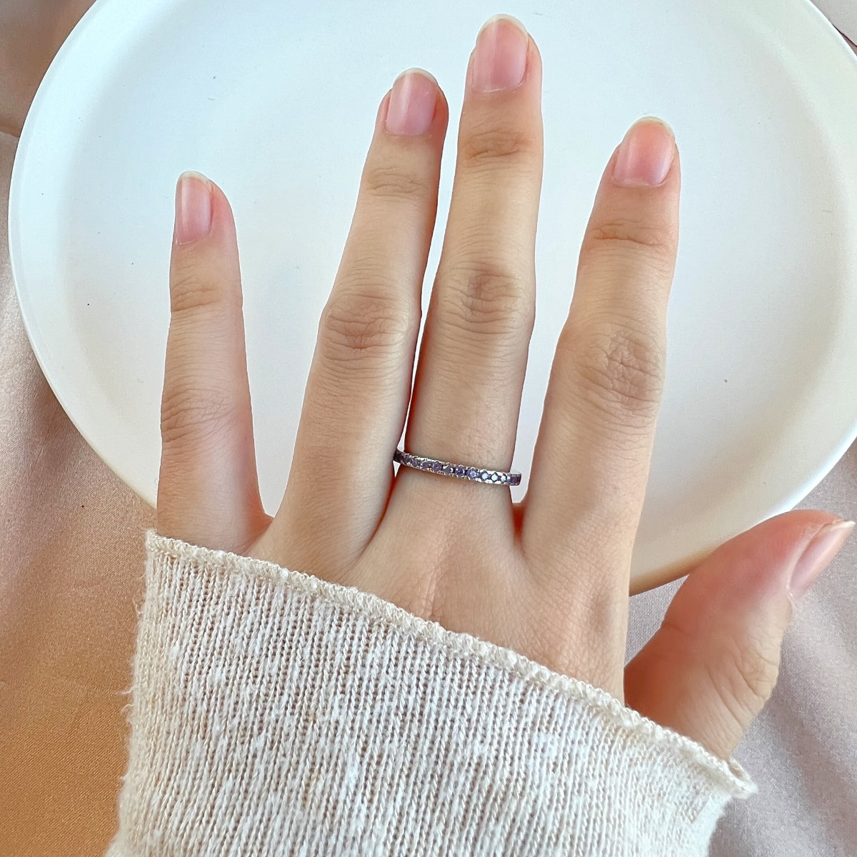 [Bloom]Delicate Sparkling Round Cut Daily Ring