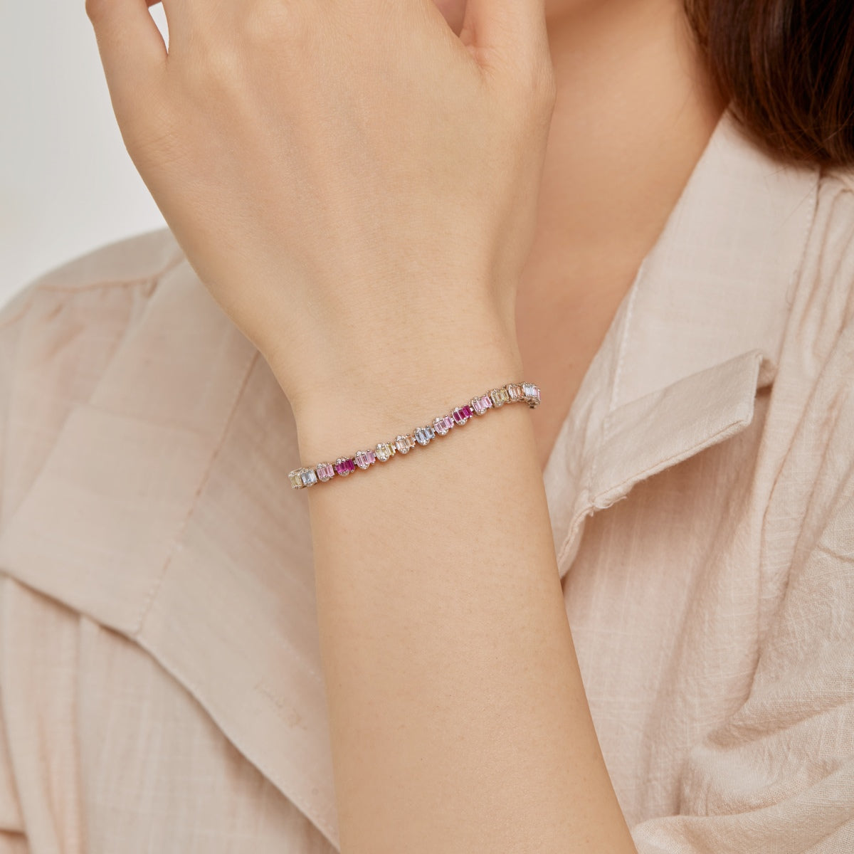 [Bloom]Delicate Colorful Emerald Cut Party Bracelet