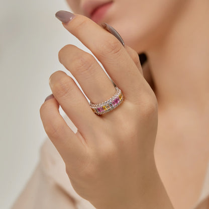 [Bloom]Dainty Colorful Radiant Cut Daily Ring