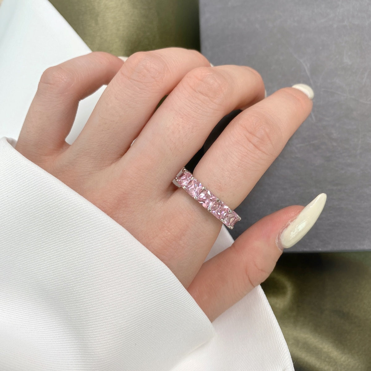 [Bloom]Elegant Princess Cut Tennis Ring