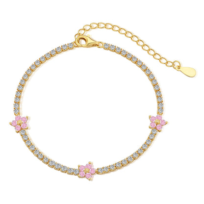 [Bloom]Sparkling Flower Shape Tennis Bracelet