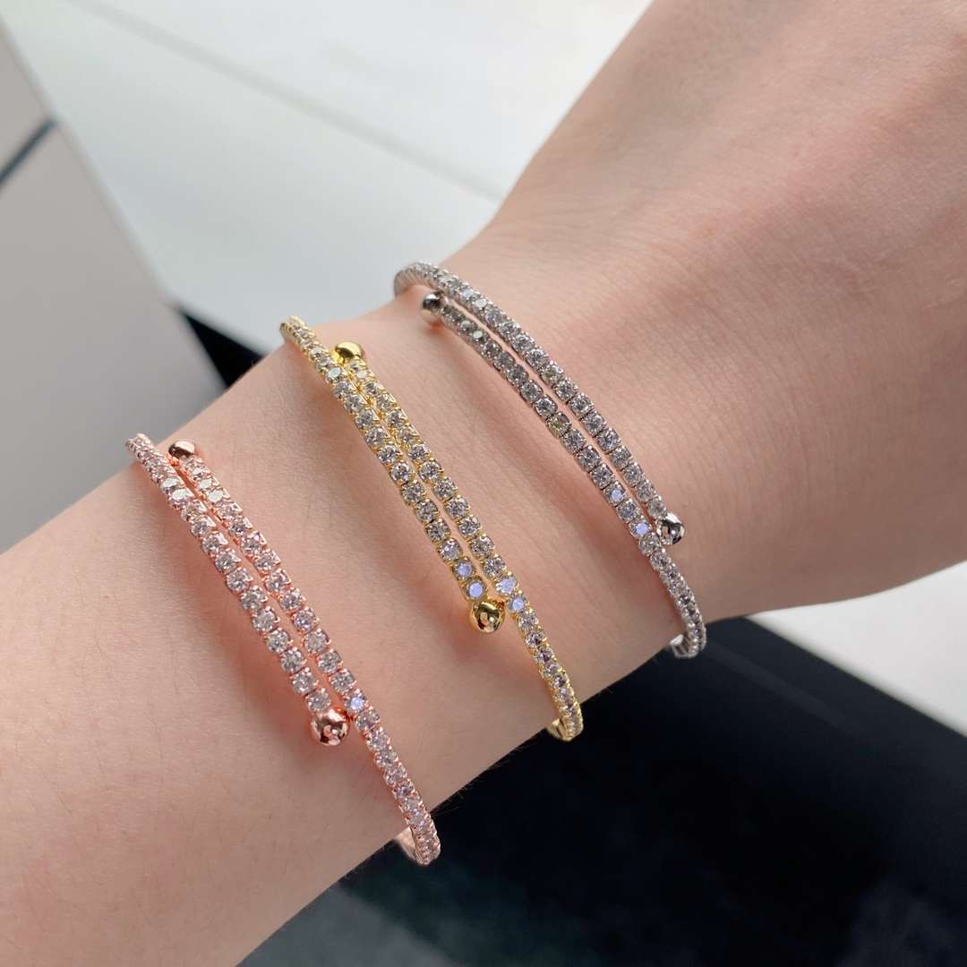 [Bloom]Row of Diamonds Round Fashion Bracelet