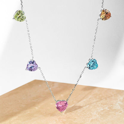 [Bloom]Sparkling Colorful Heart Cut Necklace