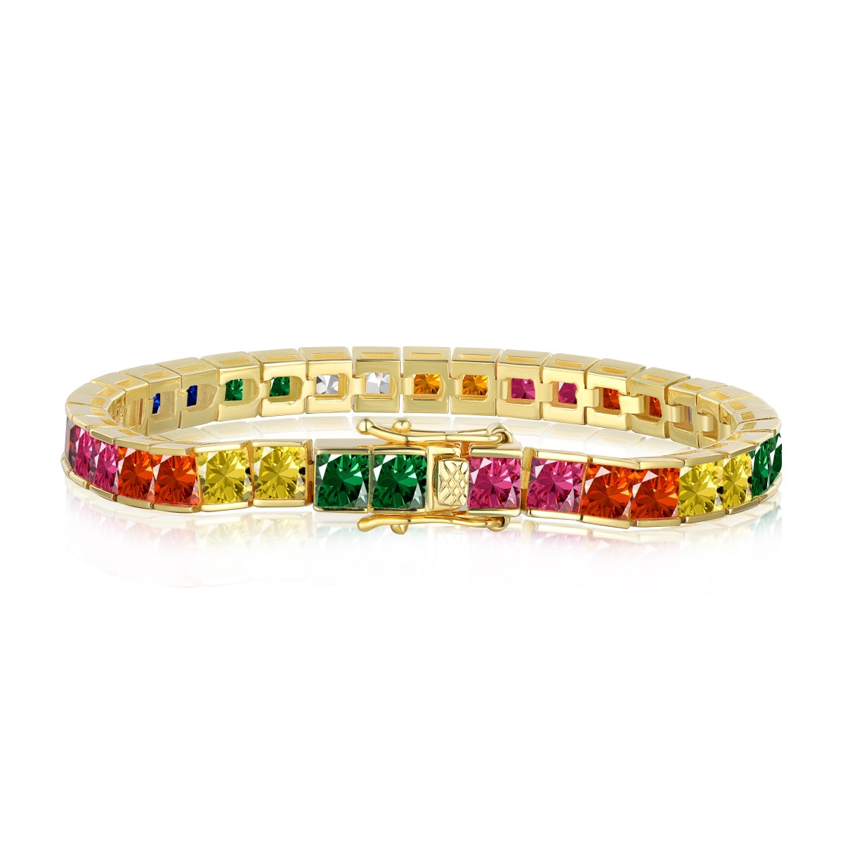 [Bloom]Radiant Colorful Princess Cut Tennis Bracelet