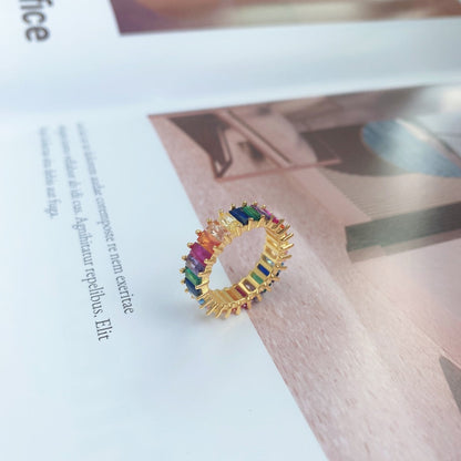 [Bloom]Unique Colorful Radiant Cut RIng