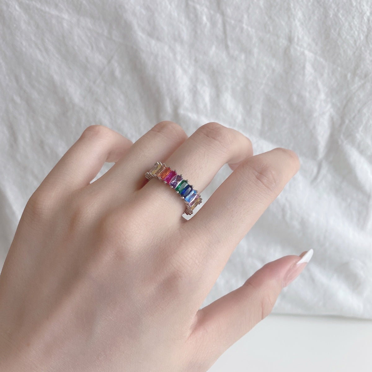 [Bloom]Unique Colorful Radiant Cut RIng