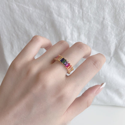 [Bloom]Unique Colorful Radiant Cut RIng