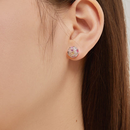 [Bloom]Ornate Colorful Octagon Shape Daily Earrings