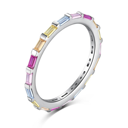 [Bloom]Exquisite Multicolored Emerald Cut Daily Ring