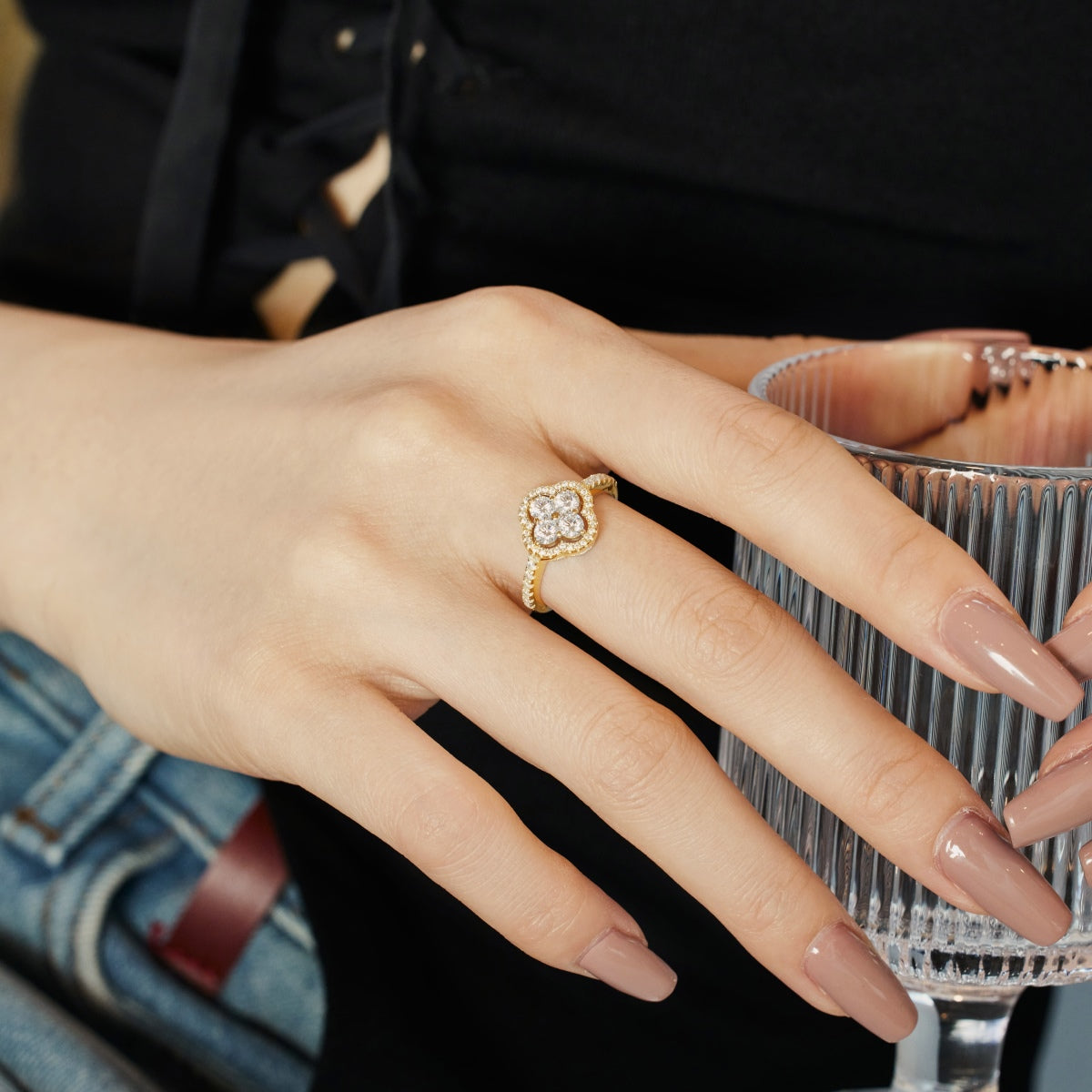 [Bloom]Four Leaf Clover Flower Design Ring