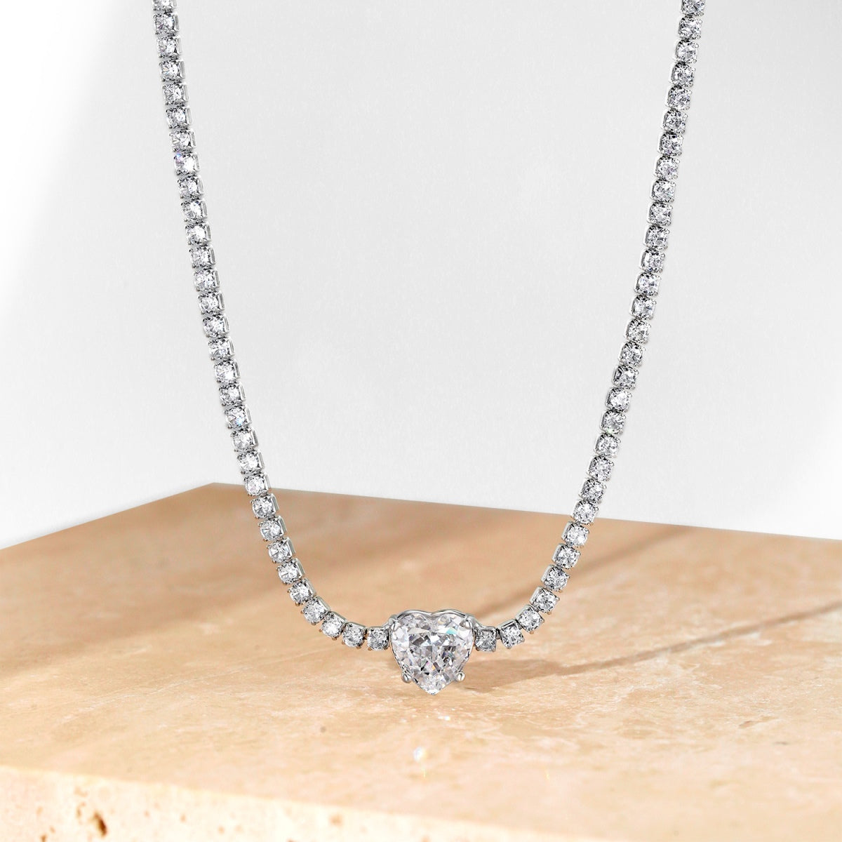 [Bloom]2.0 Carat Sparkling Tennis Heart Cut Necklace