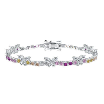 [Bloom]Ornate Colorful Butterfly Shape Round Cut Daily Bracelet