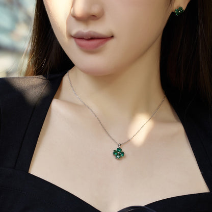 [Bloom]Heart-Shaped Four-Leaf Clover Bead Necklace