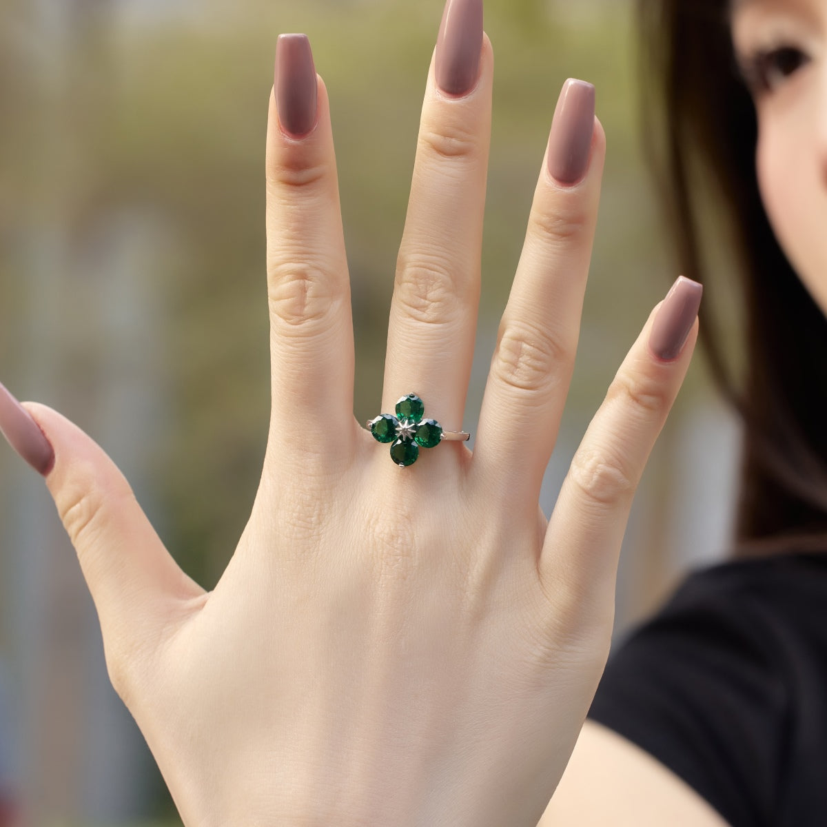 [Bloom]Four-Leaf Clover Eight-Pointed Star Ring