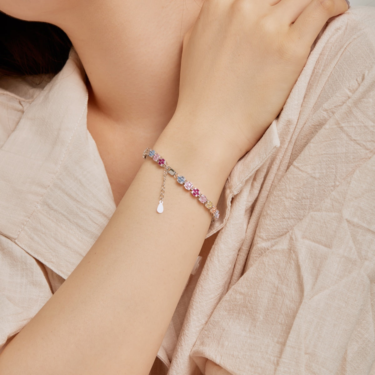 [Bloom]Delicate Colorful Emerald Cut Daily Bracelet