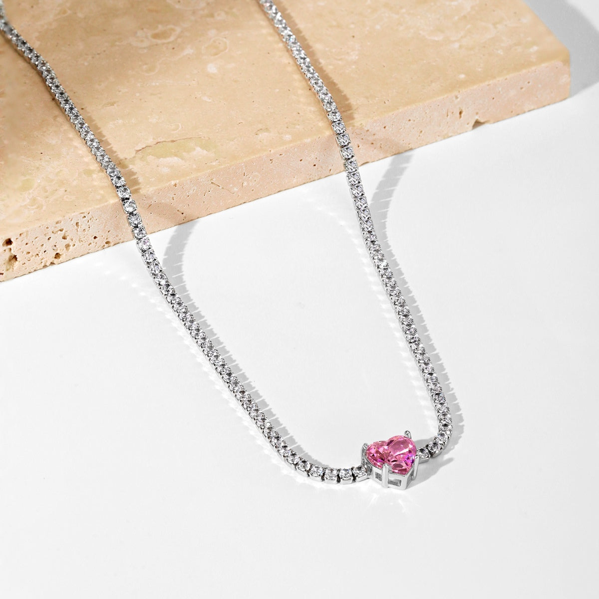 [Bloom]2.0 Carat Sparkling Tennis Heart Cut Necklace