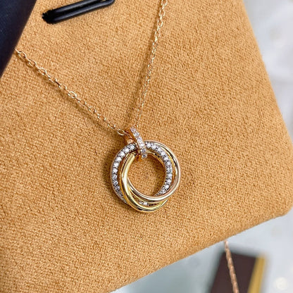 [Bloom]TRINITY NECKLACE SILVER GOLD PINK GOLD DIAMONDS