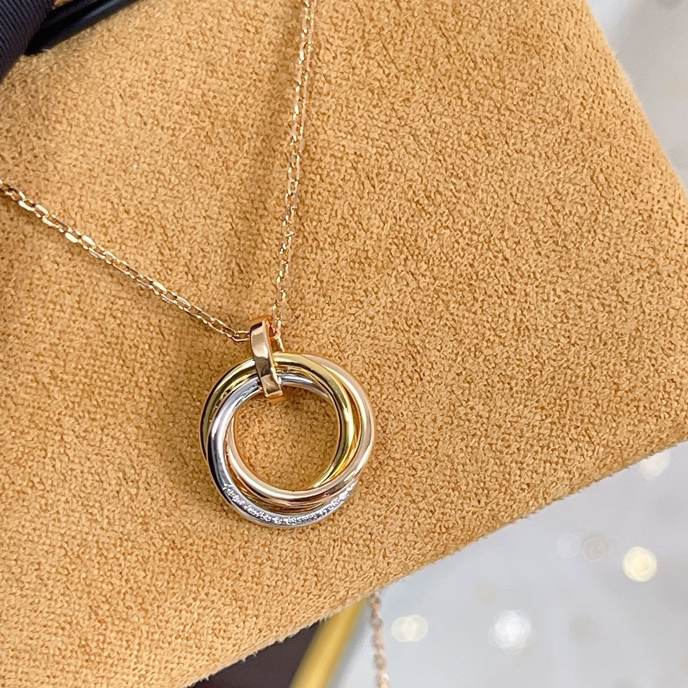 [Bloom]TRINITY NECKLACE SILVER GOLD PINK GOLD DIAMONDS