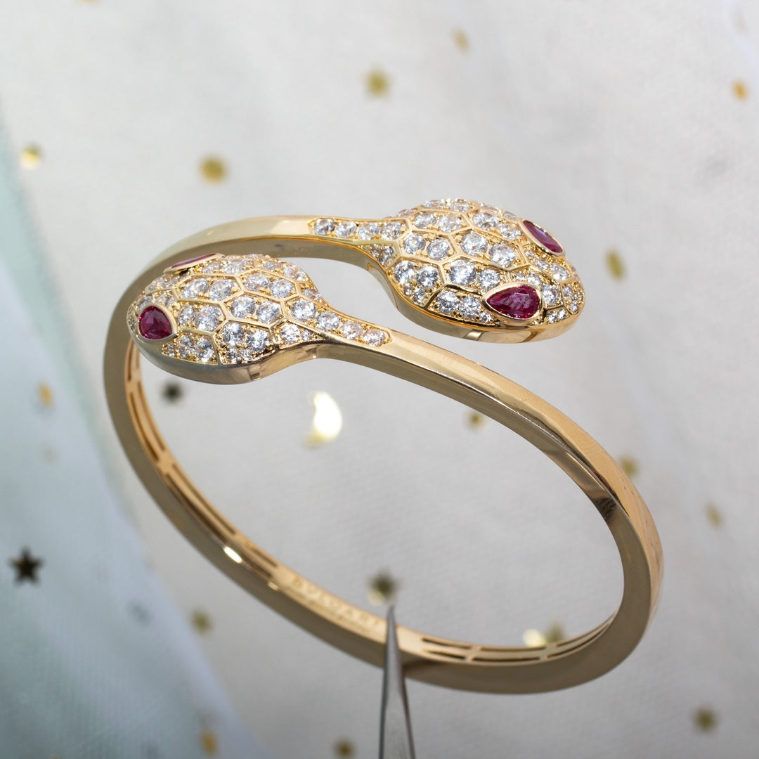 [Bloom]SERPENTI BRACELET PINK GOLD DIAMOND DOUBLE SNAKE