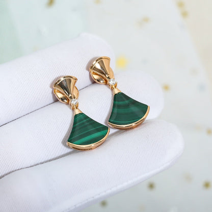 [Bloom]DREAM MALACHITE PINK GOLD EARRINGS