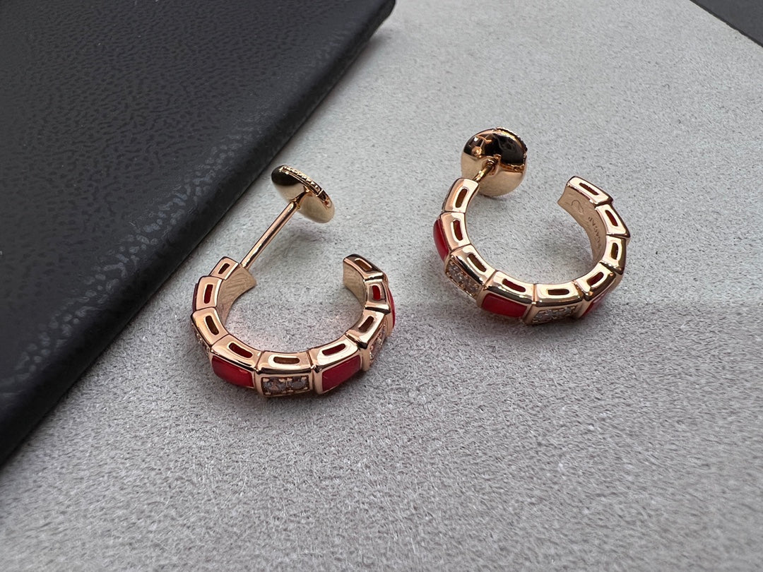 [Bloom]SERPENTI CARNELIAN PINK GOLD EARRINGS