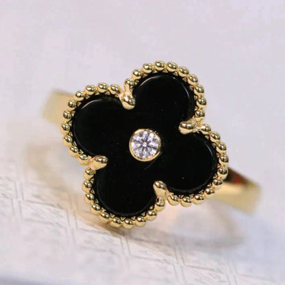 [Bloom]CLOVER ONYX RING GOLD DIAMOND