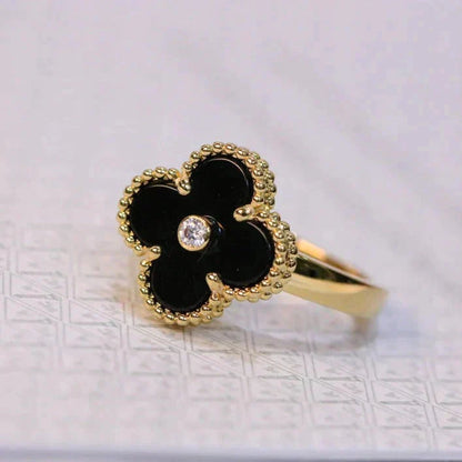 [Bloom]CLOVER ONYX RING GOLD DIAMOND