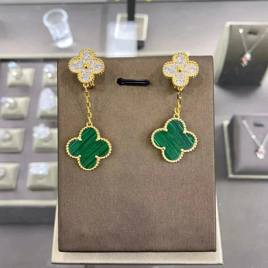 [Bloom]CLOVER  2 MOTIFS  DIAMOND  EARRINGS (MULTIPLE CHOICESç´