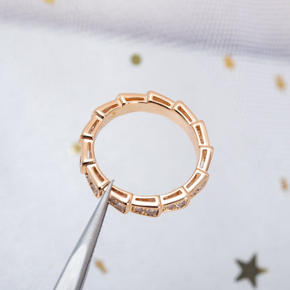 [Bloom]SERPENTI RING PINK GOLD DIAMOND PAVED 3MM