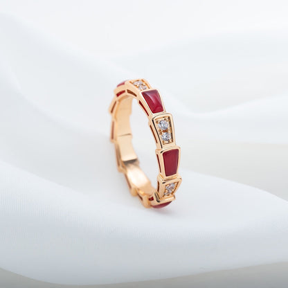 [Bloom]SERPENTI RING PINK GOLD CARNELIAN DIAMOND 3MM