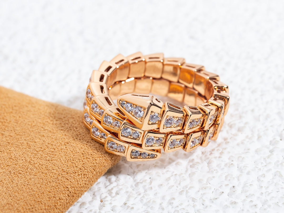 [Bloom]SERPENTI RING PINK GOLD DIAMOND DOUBLE ROW