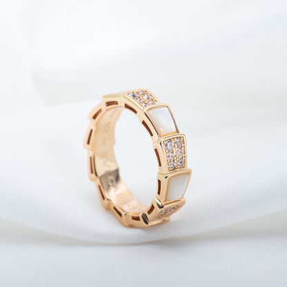 [Bloom]SERPENTI RING PINK GOLD MOP DIAMOND PAVED 4MM