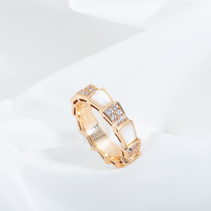 [Bloom]SERPENTI RING PINK GOLD MOP DIAMOND PAVED 4MM