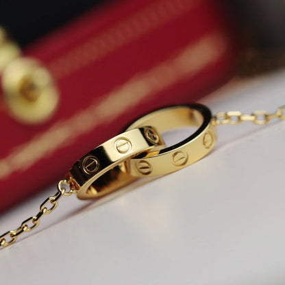 [Bloom]LOVE NECKLACE DOUBLE RING GOLD