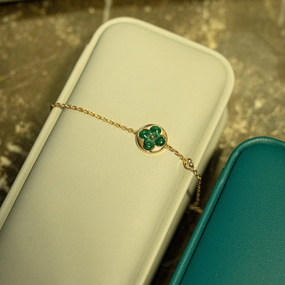 [Bloom]SUN MALACHITE 1 DIAMOND PINK GOLD BRACELET