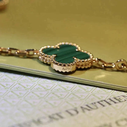 [Bloom]CLOVER 5 MOTIFS MALACHITE BRACELET