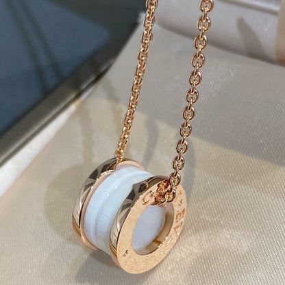 [Bloom]ZERO 1 WHITE CERAMIC PINK GOLD NECKLACE