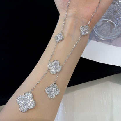 [Bloom]CLOVER 5 MOTIFS SILVER DIAMONDS NECKLACE