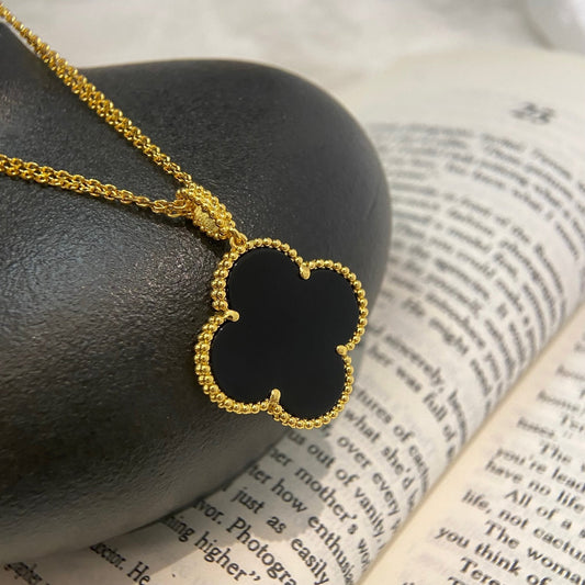 [Bloom]CLOVER 25MM NECKLACE GOLD ONYX