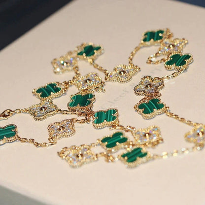 [Bloom]CLOVER 20 MOTIFS MALACHITE DIAMOND NECKLACE