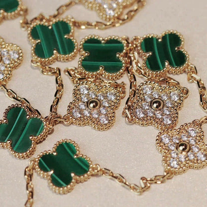 [Bloom]CLOVER 20 MOTIFS MALACHITE DIAMOND NECKLACE