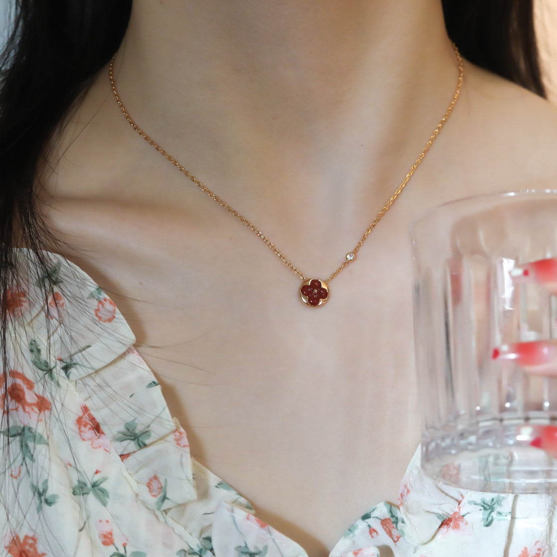 [Bloom]SUN PEDANT PINK GOLD 1 DIAMOND NECKLACE