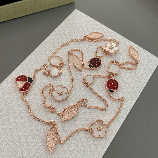 [Bloom]LUCKY SPRING 15 MOTIFS ROSE GOLD NECKLACE