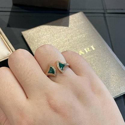 [Bloom]DREAM MALACHITE DIAMOND OPEN RING