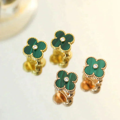 [Bloom]CLOVER MEDIUM 1 MOTIFS MALACHITE DIAMOND EARRINGS